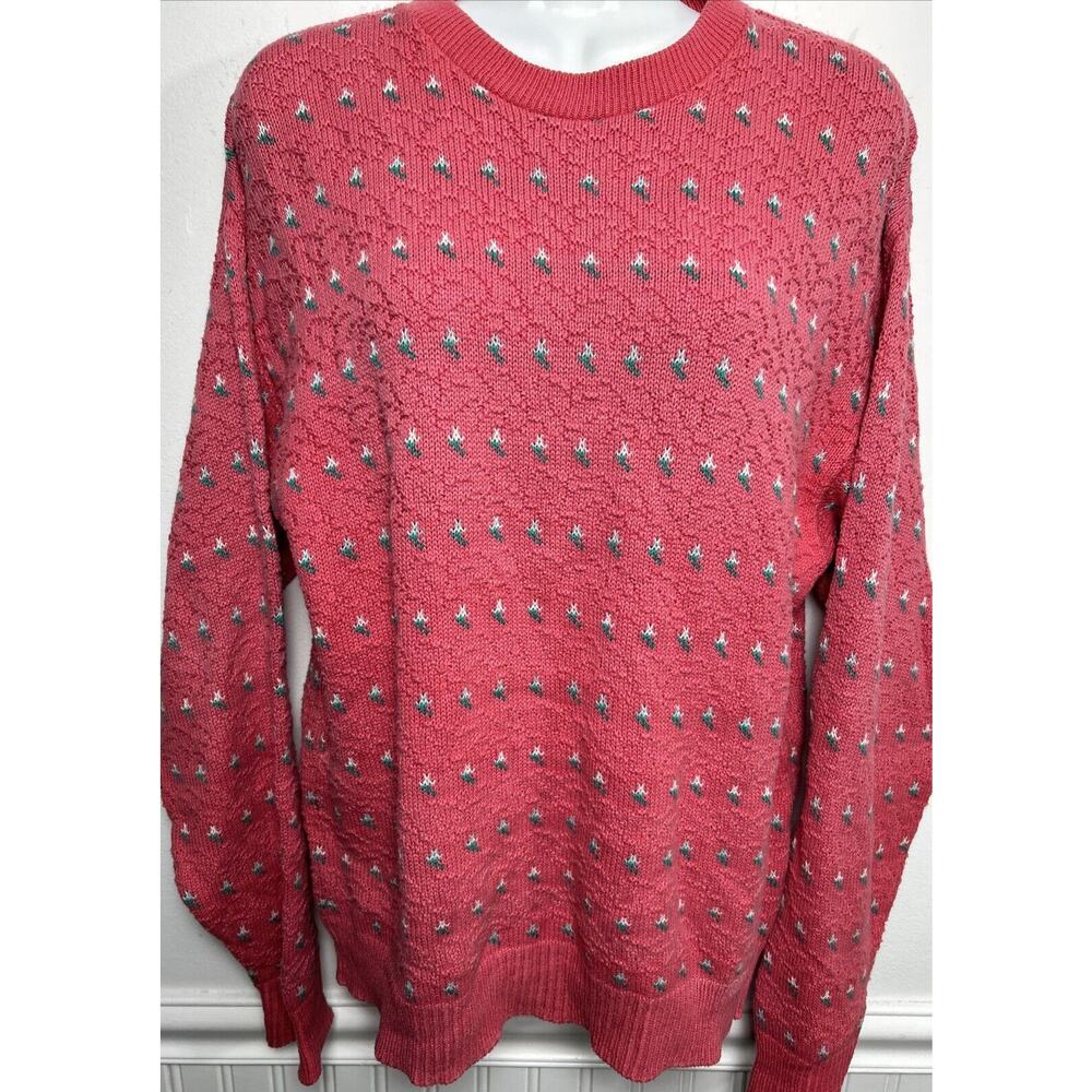 Vtg American Eagle Outfitters USA Women M Sweater Pink Birdseye Pullover Cotton